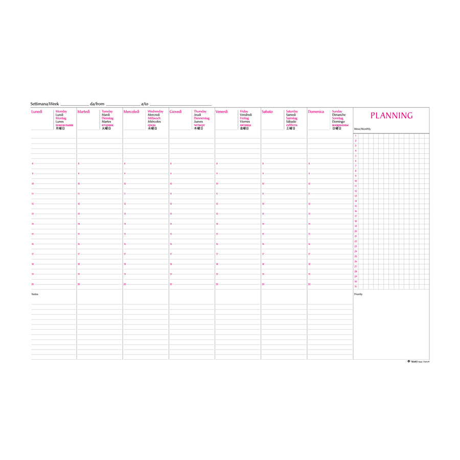 Planning settimanale da tavolo perpetuo piccolo