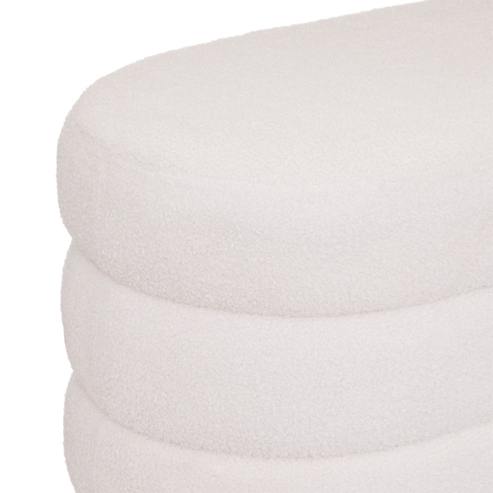 Pouf in Velluto Sinan Bianco 100 x 40 x 42 cm