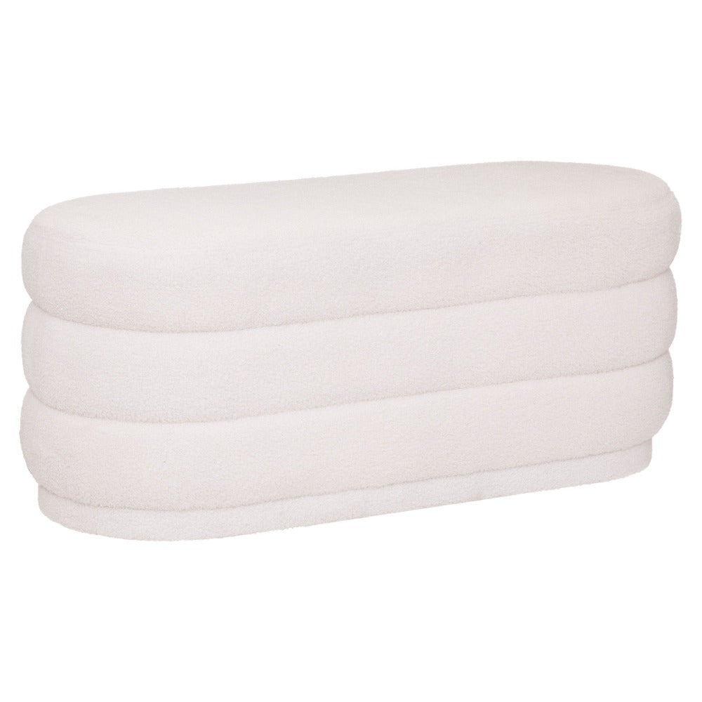 Pouf in Velluto Sinan Bianco 100 x 40 x 42 cm