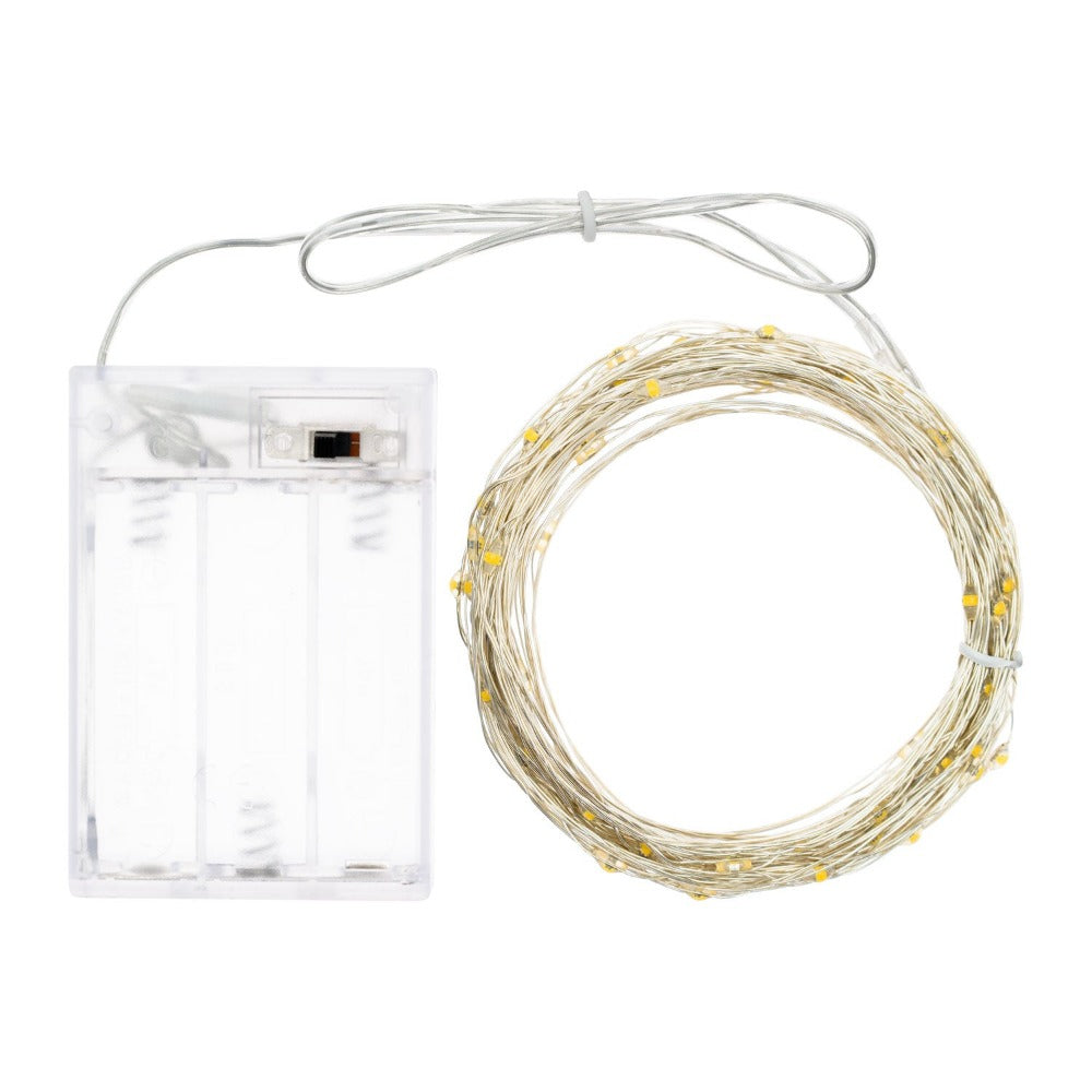 Filo Luci Silver 100 MicroLED Bianco Caldo per Interni 10 mt